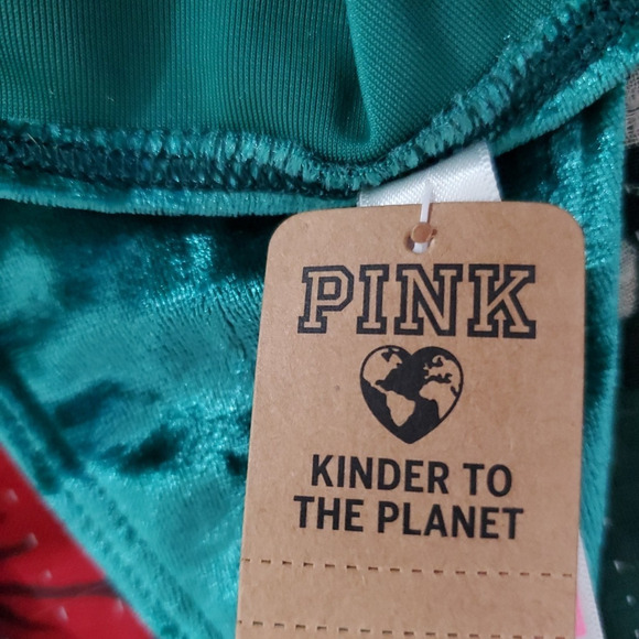 VICTORIA'S SECRET * PINK * Thong String Panty SHINY GREEN VELVET Small NWT - Picture 9 of 9